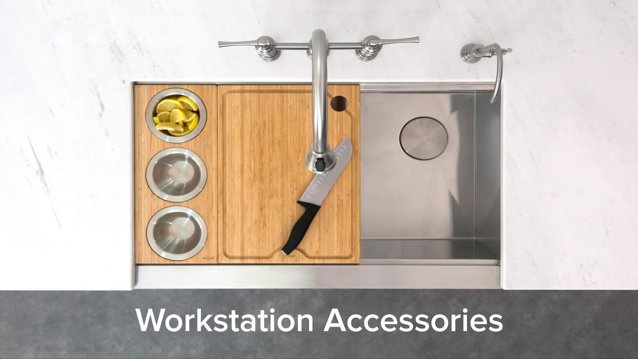 KRAUS Kore Workstation Undermount Stainless Steel 30 in. Single Bowl Kitchen  Sink w/Integrated Ledge and Accessories KWU110-30 The Home Depot