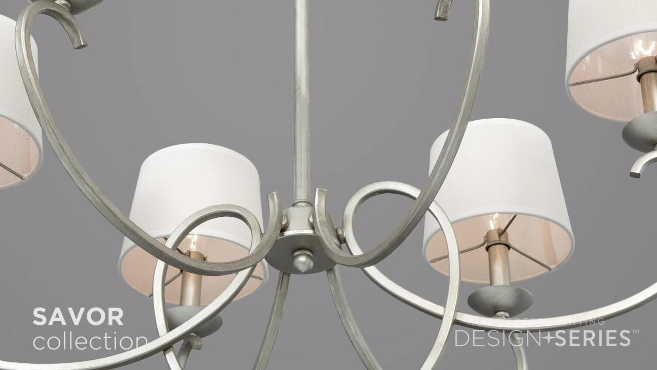 Progress Lighting Savor Collection 6-Light Silver Ridge Chandelier with Shade