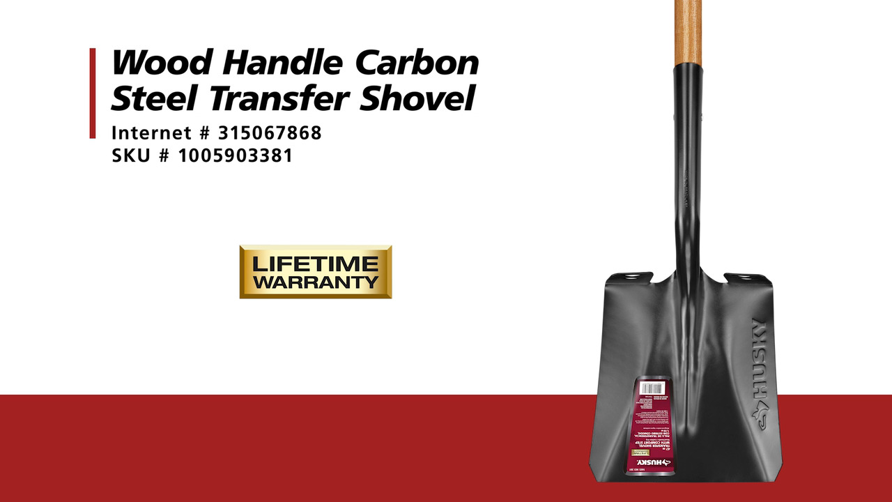Husky 47 in. L Wood Handle Carbon Steel Transfer Shovel with Grip