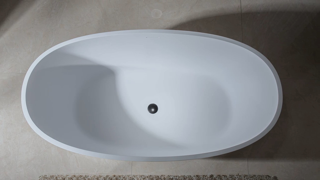 Collete 56.3 in. Solid Surface Flatbottom Freestanding Bathtub in White Collete 56.3 in. Solid Surface Flatbottom Freestanding Bathtub in White