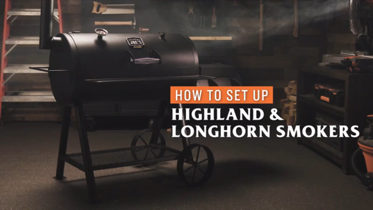 Longhorn Reverse Flow Offset Charcoal Smoker Grill in Black with 1,060 sq.  in. Cooking Space