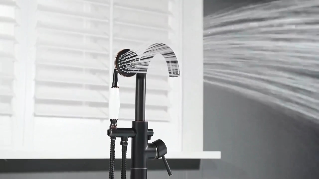 Florence Single-Handle Freestanding Tub Faucet with Hand Shower in Matte Black