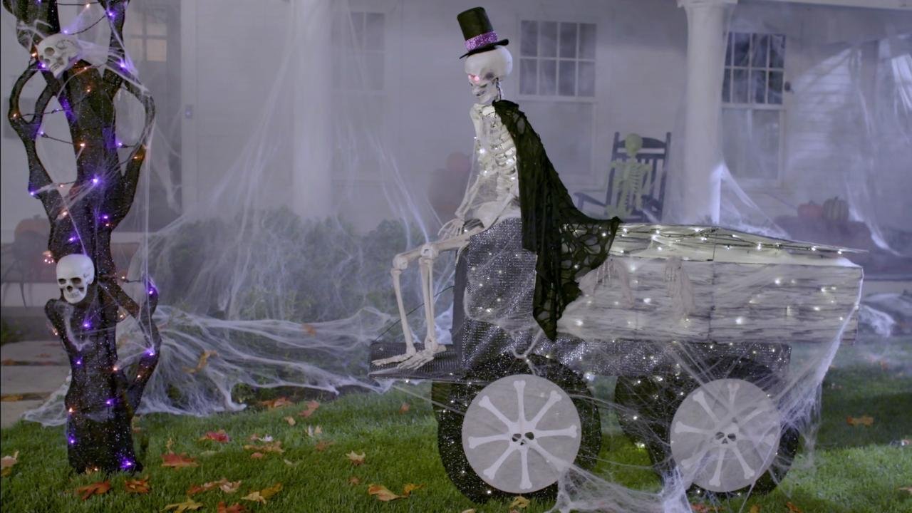Home Accents Holiday 74 in. Halloween Coffin Carriage and Skeleton
