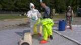 This video assists wearers with the doffing of their DuPont Tychem chemical protective suits after decontamination procedures have been completed.