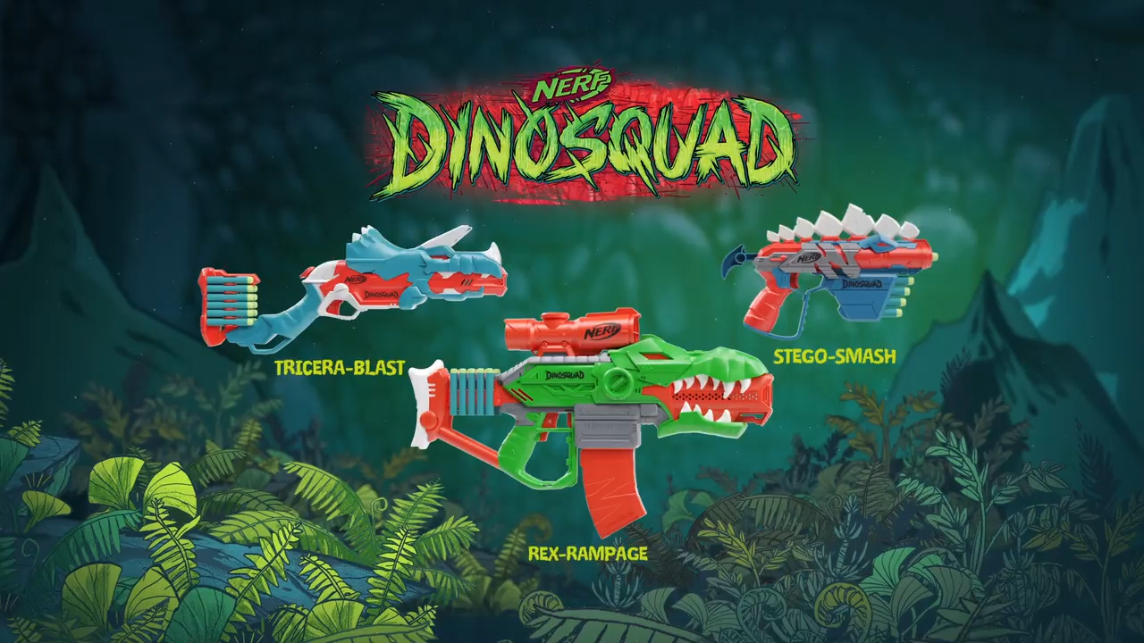 Lançadore Nerf DinoSquad! Rex-Rampage, Tricera-Blaster e StegoSmash