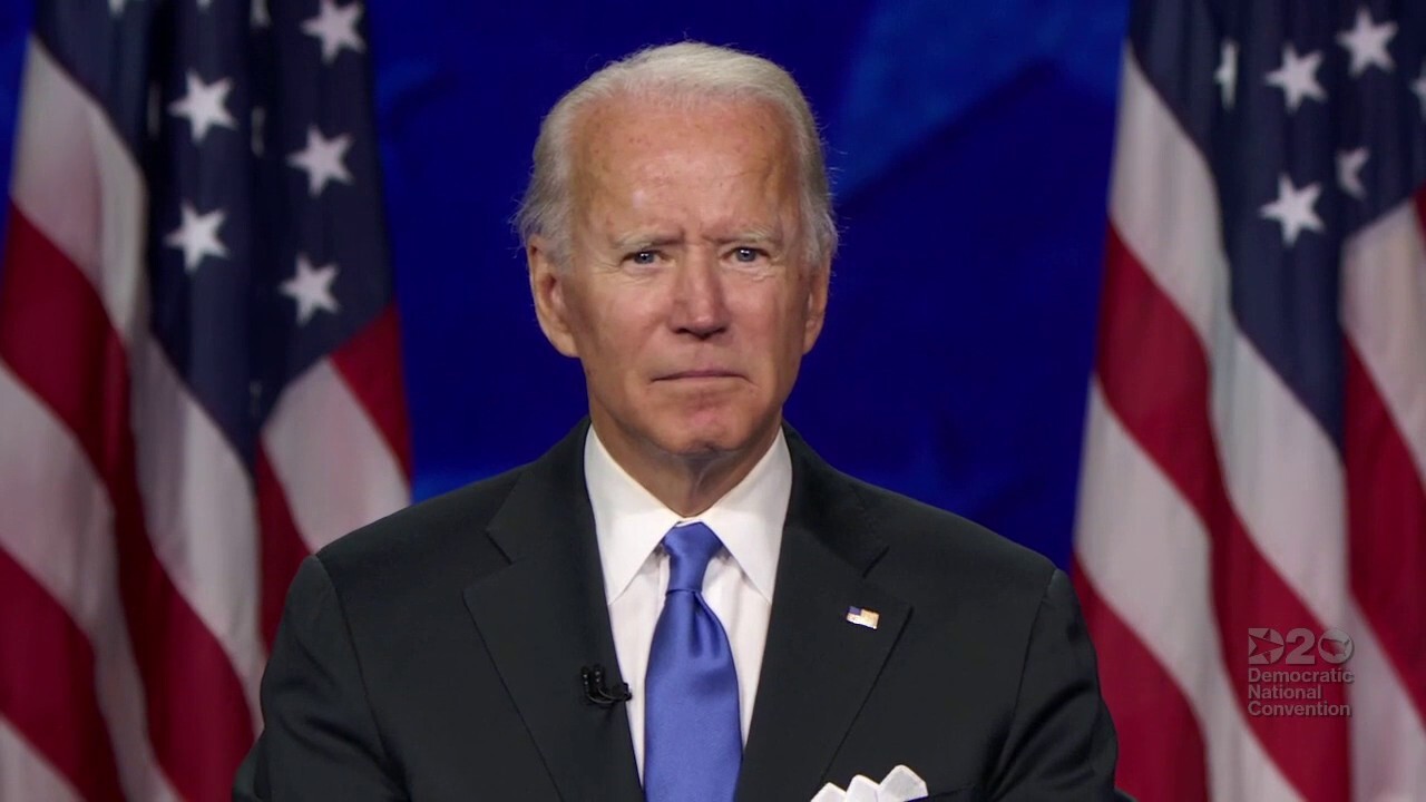 Former Vice President Joe Biden speaks at night four of the 2020 Democratic National Convention.