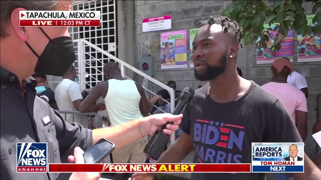 Haitian migrant sports Biden t-shirt at Guatemala-Mexico border