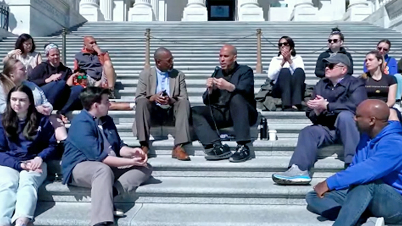  Democrats signifier    Capitol steps spectacle to lecture America connected  'moral urgency'
