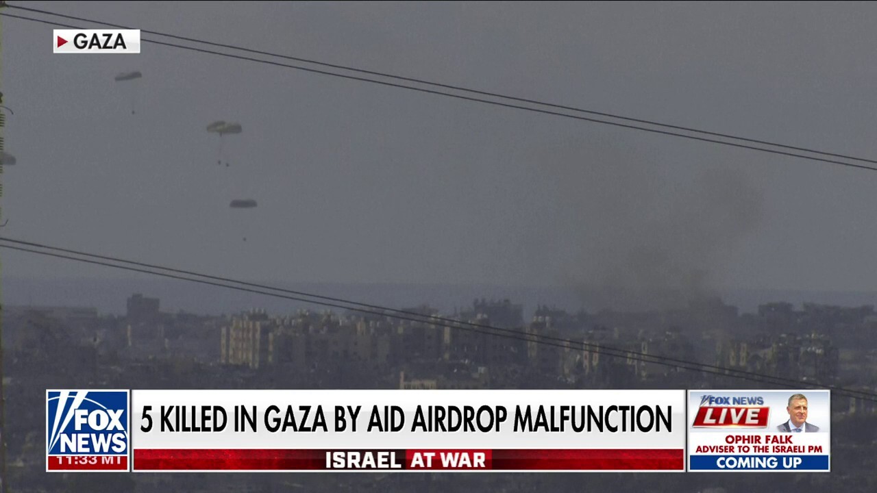 Five killed in Gaza aid airdrop malfunction