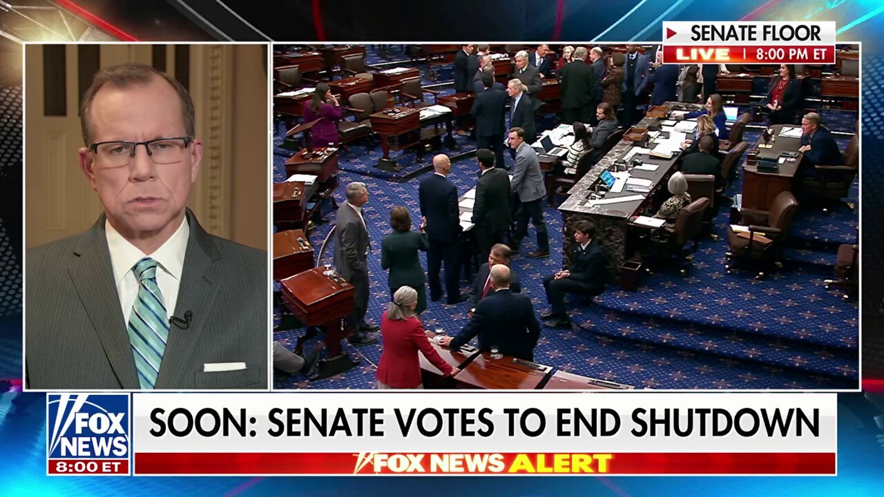 Fox News senior congressional correspondent Chad Pergram reports on the current standpoint of the vote to end the government shutdown on 'Jesse Watters Primetime.'