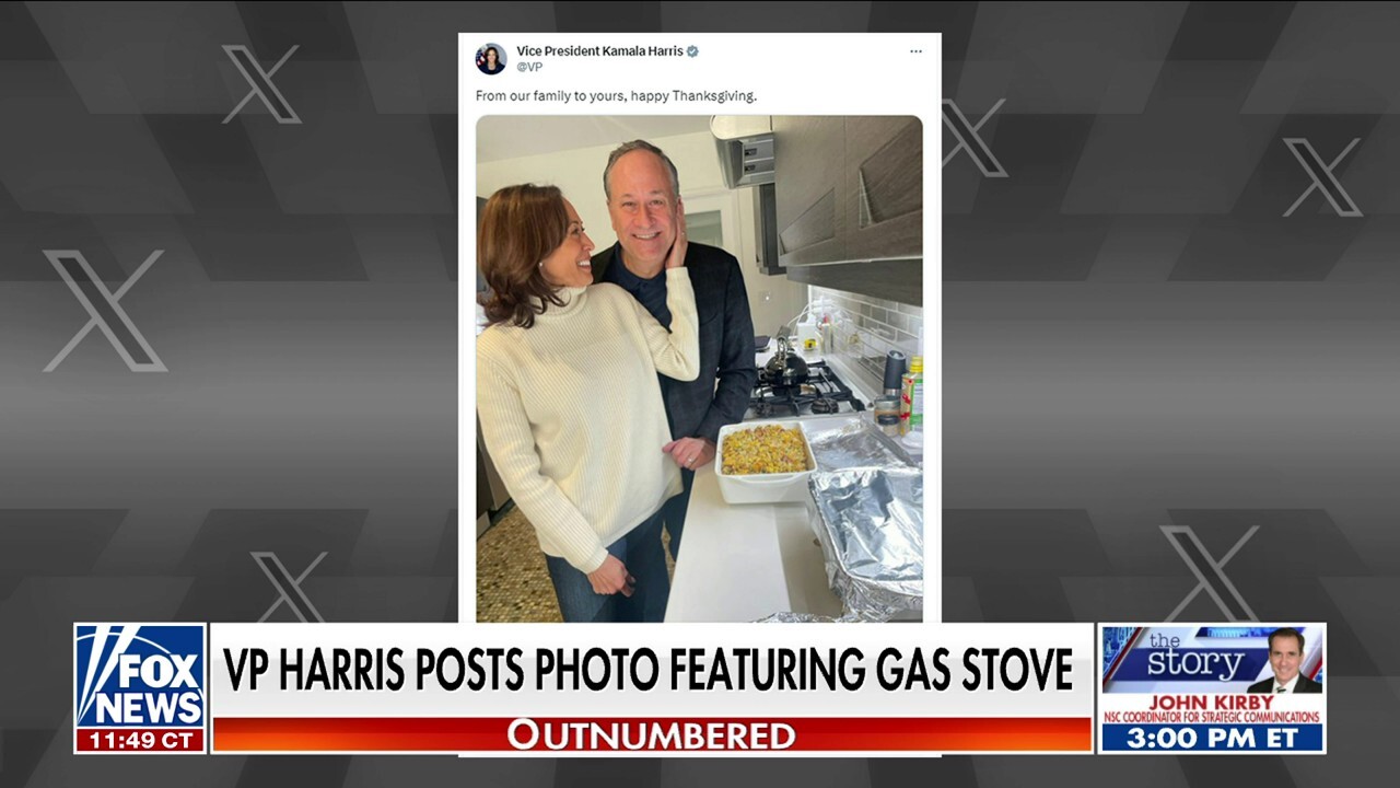 'Outnumbered' panelists sound off on Vice President Kamala Harris after she shared a holiday photo featuring a gas stove in the background after the administration floated a potential crackdown on the appliance.