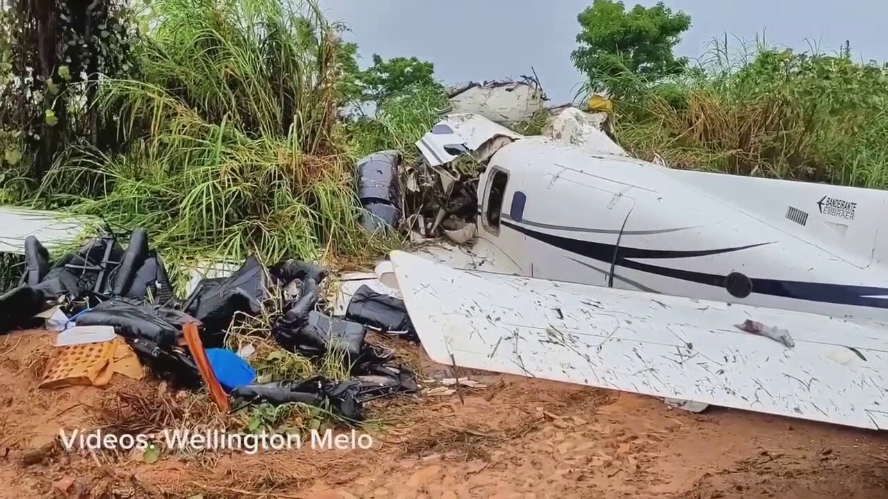 Scene footage of small plane crash in Brazil that killed all 14 on board