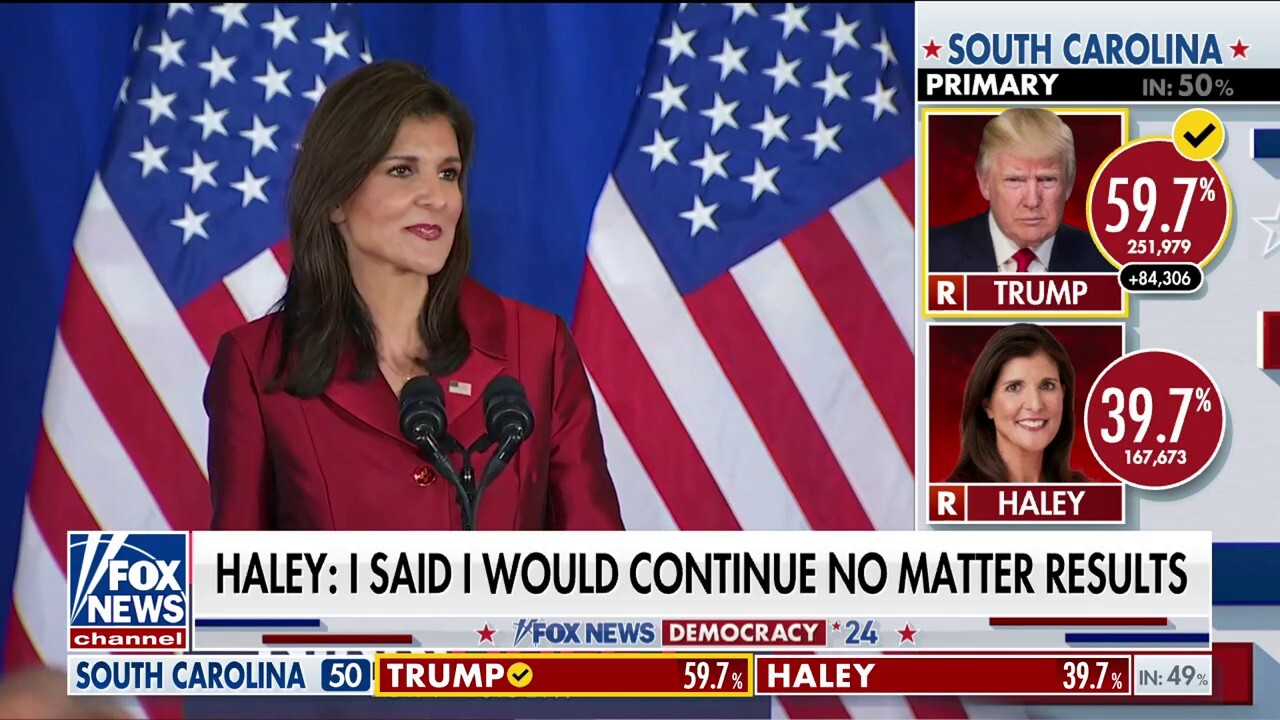 Nikki Haley delivers remarks to supporters on South Carolina GOP primary