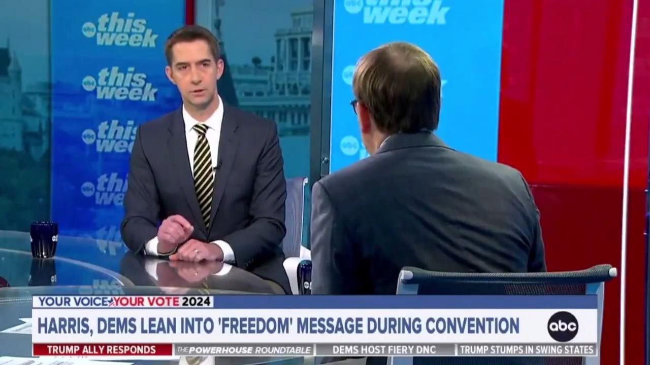 Sen. Cotton spars with ABC's Karl over Kamala Harris' past commitment to abolish private health insurance