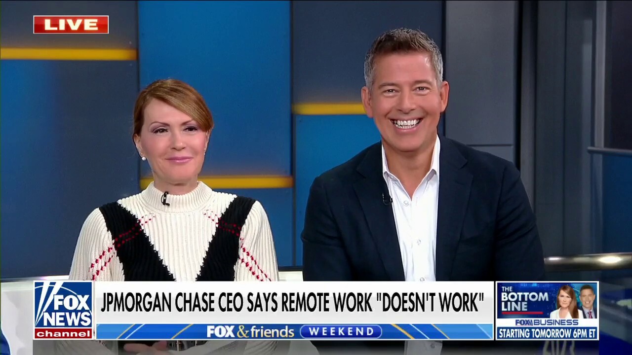 FOX Business co-hosts of ‘The Bottom Line’ Dagen McDowell and Sean Duffy react to the CEO of JPMorgan Chase Jamie Dimon saying that remote work ‘doesn’t work’ on ‘Fox & Friends Weekend.’