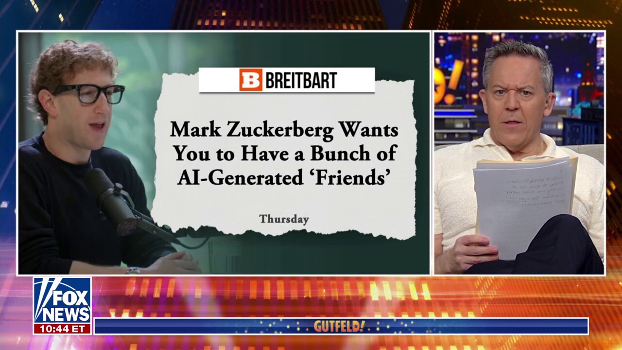 ‘Gutfeld!’ weighs in on Zuckerberg’s support for AI friends: ‘Doesn't this sound fishy?’