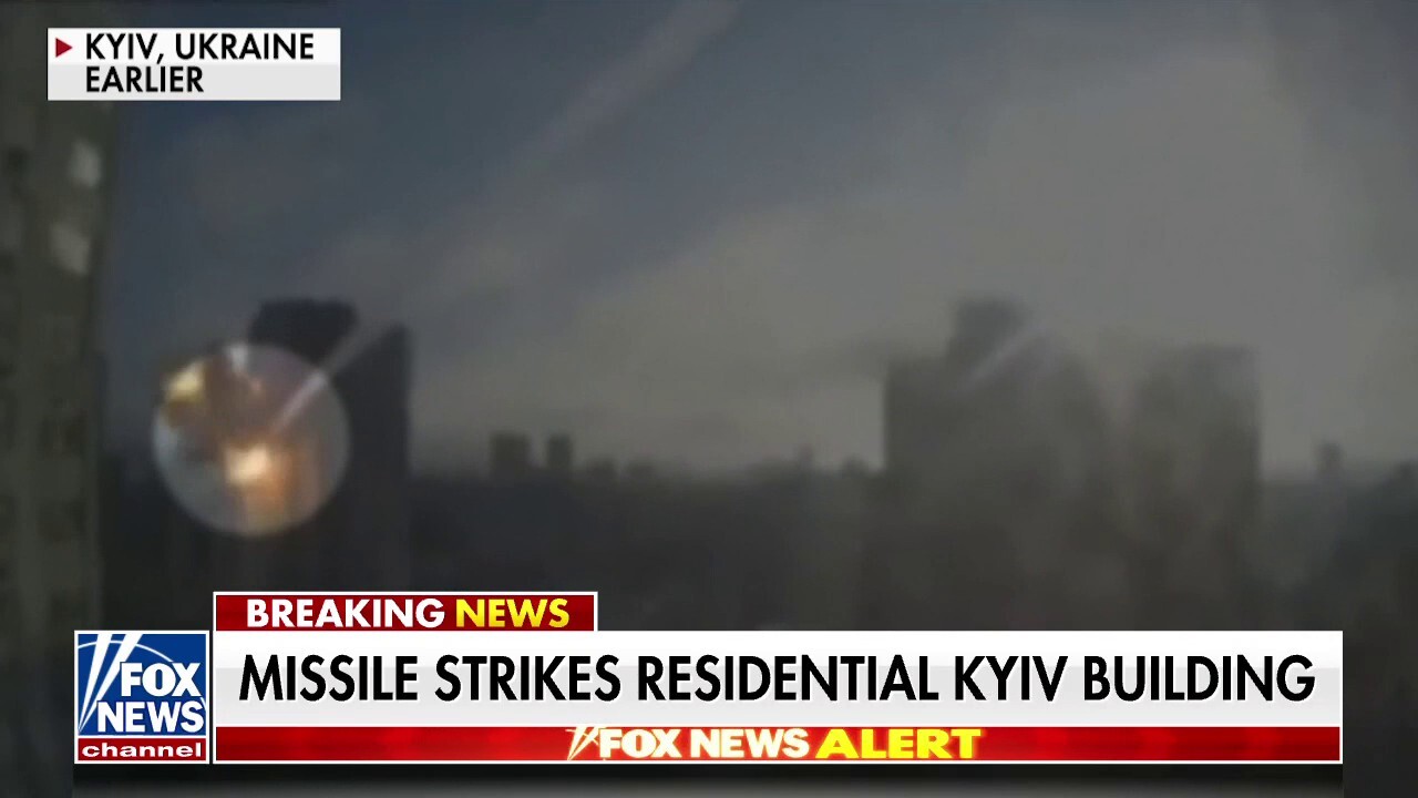 Kyiv high-rise apartment building hit by missile strike