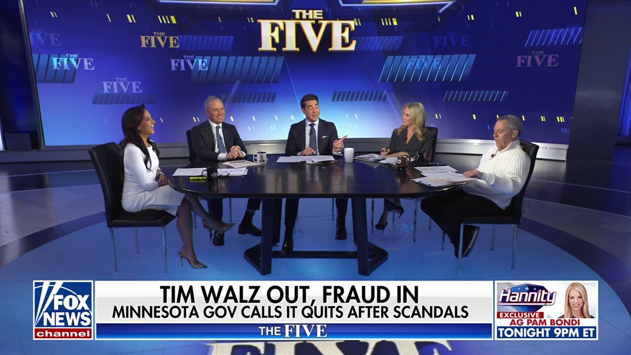 'The Five' co-hosts discuss Minnesota Governor Tim Walz's decision to not seek re-election amid fraud scandal.