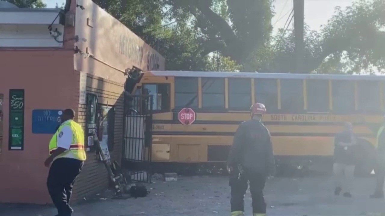 School bus crashes into a building in North Charleston