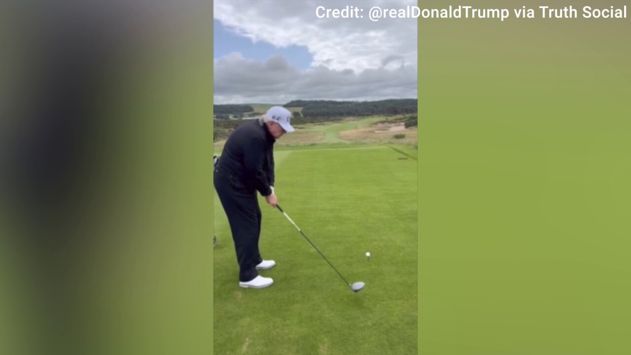 Trump plays a round of golf at Turnberry amid visit to Scotland