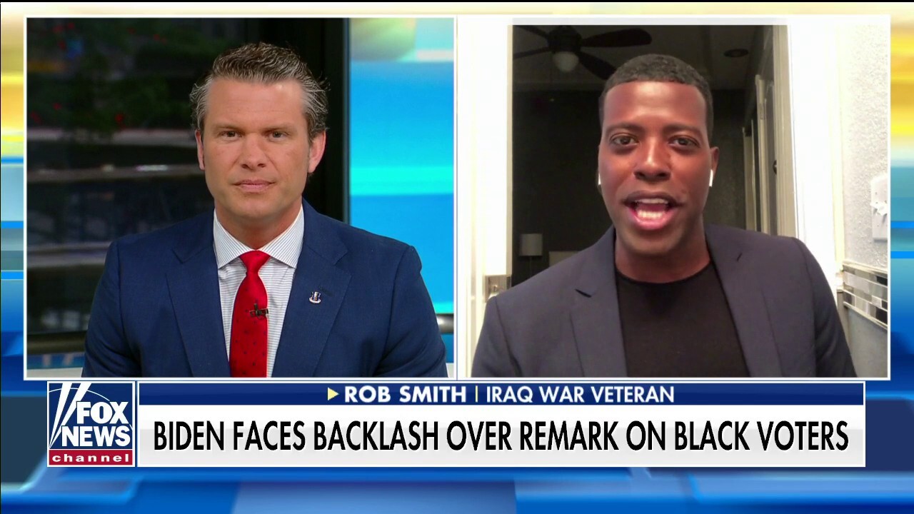 Iraq War veteran Rob Smith reacts after Biden says voters supporting Trump 'ain't black'