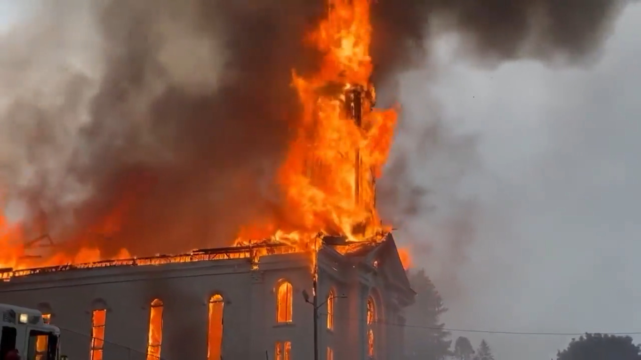 Historic central Massachusetts church goes up in flames