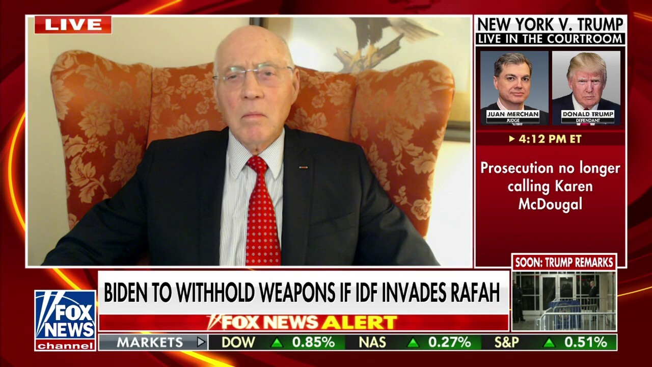 Ret. U.S. Army Lt. Col. Bob Maginnis discusses President Biden saying he won't supply weapons to Israel if it pushes forward with a Rafah invasion on 'Your World.'