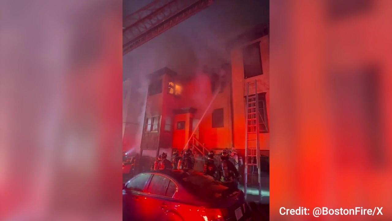 Boston building engulfed in flames