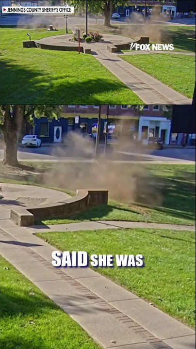 Woman does donuts in her car on Indiana courthouse lawn