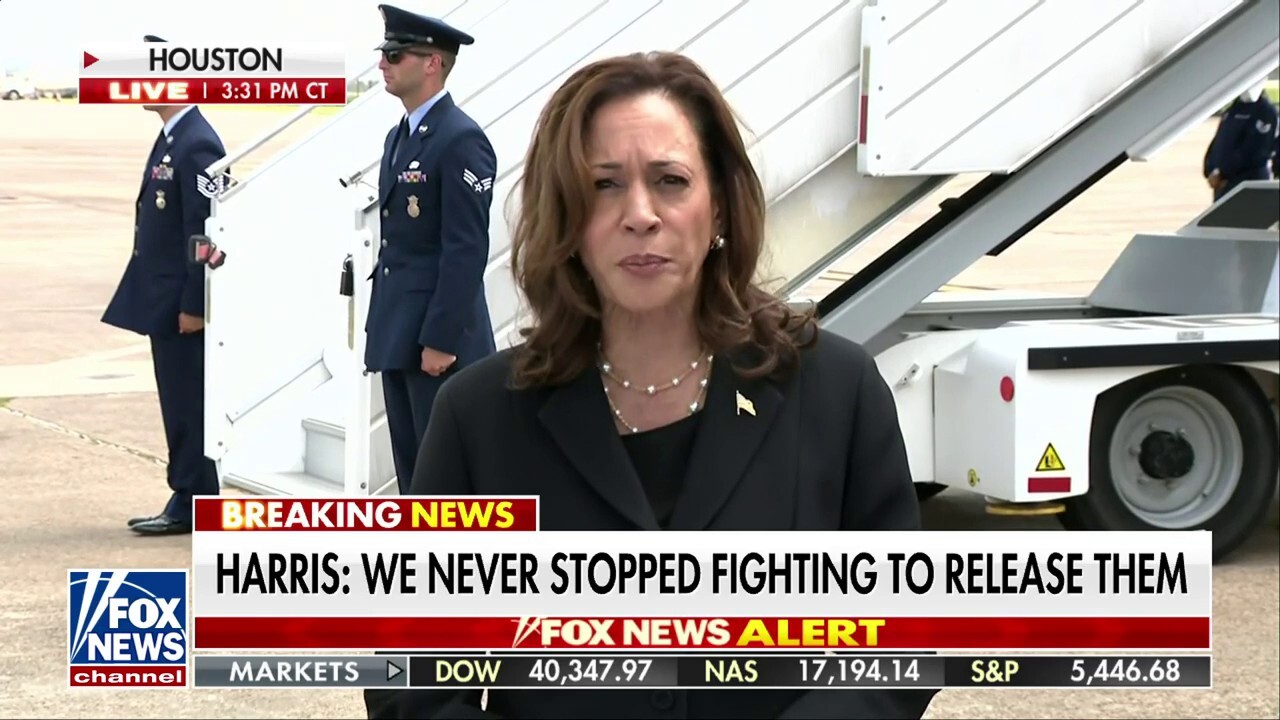 Kamala Harris speaks on the release of US prisoners held in Russia