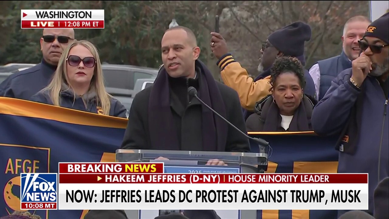 Hakeem Jeffries leads protest against Trump, Musk's 'unconscionable' reform efforts