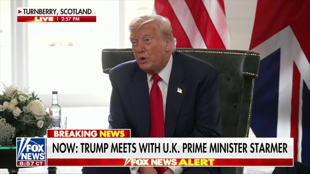 President Donald Trump tells reporters 'I don't do drawings' while in Scotland