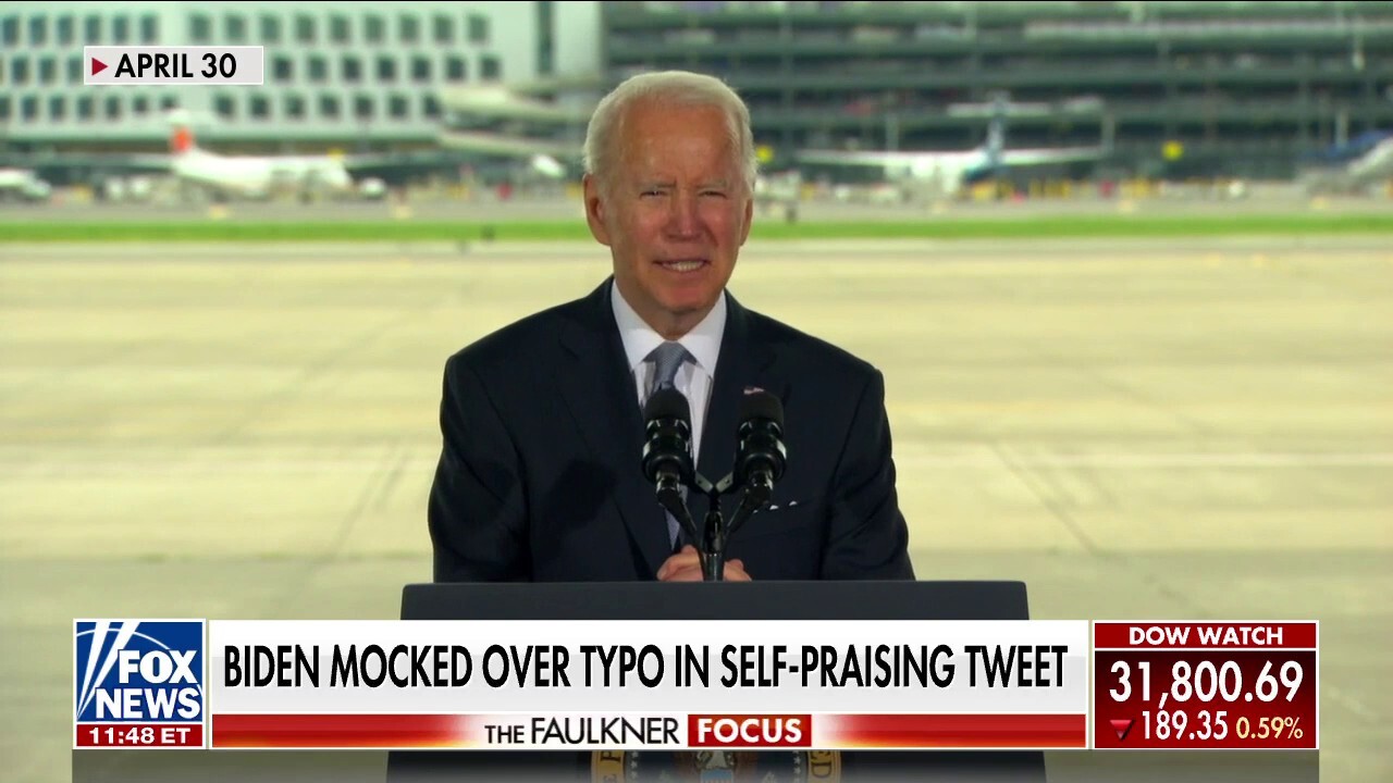 Biden mocked for typo in self-praising Tweet on falling gas prices