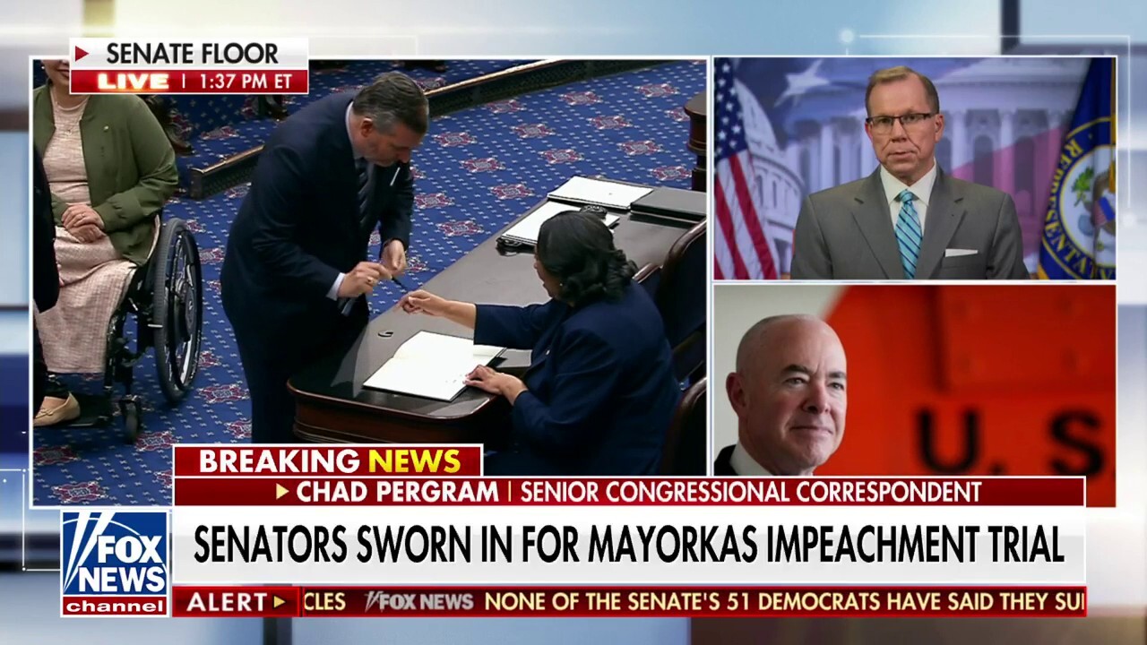  Senators sworn in for DHS Secretary Mayorkas' impeachment trial
