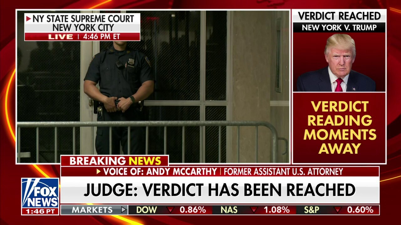 Fox News host Trey Gowdy reacts to the jury reaching a verdict in NY v. Trump.