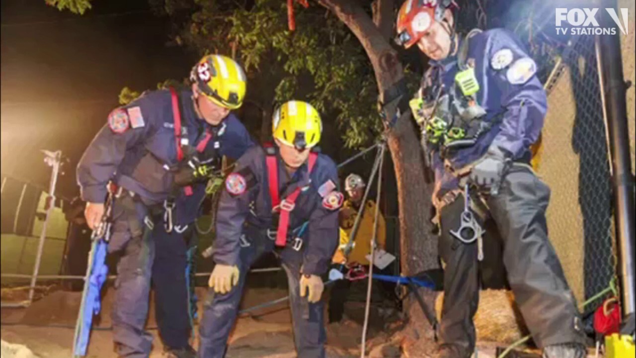 California firefighters rescue a blind dog from a 13 foot hole