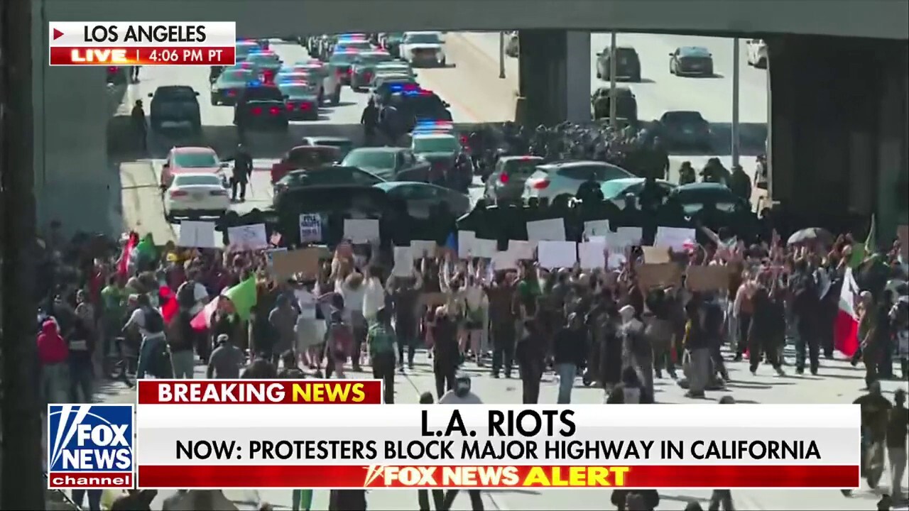 Protesters block major highway in California