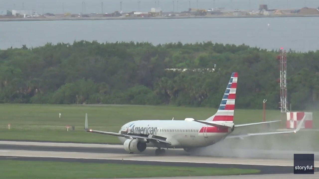American Airlines plane tire catches fire during takeoff