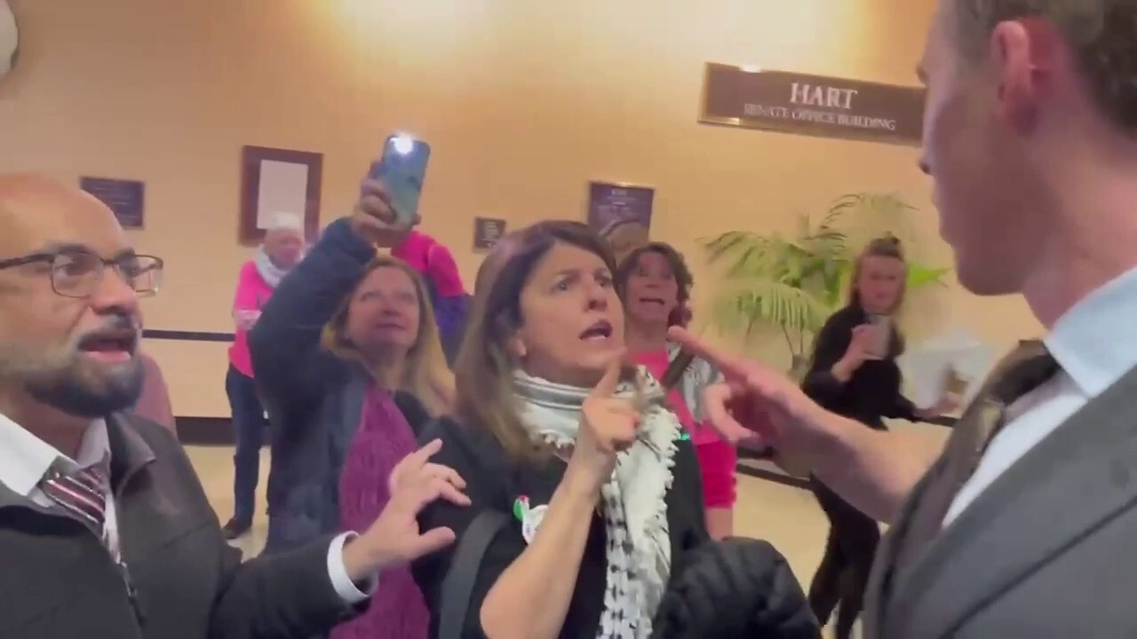 Активисти от феминистката организация Code Pink изкрещяха на сенатор Джош
