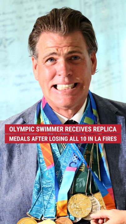 Olympic swimmer receives replica medals aft  losing each  10 successful  LA fires