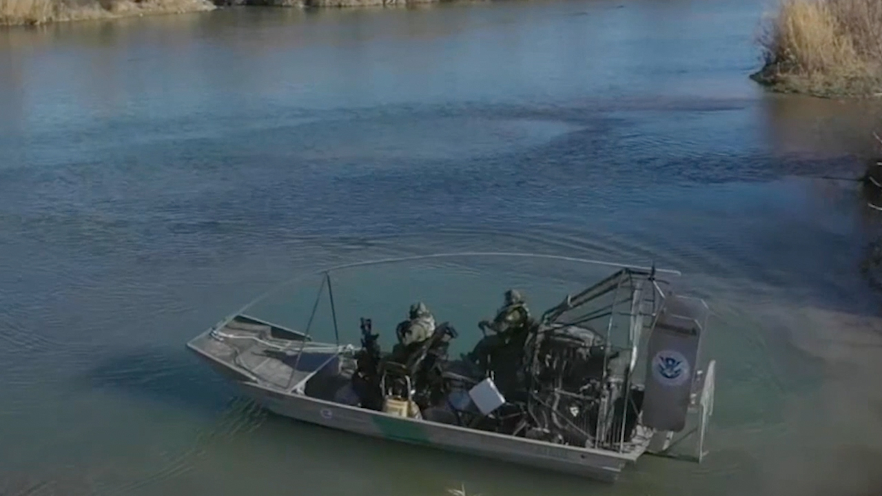 Customs and Border Protection agents patrol Rio Grande