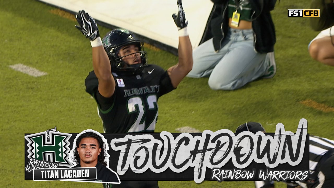 Micah Alejado connects with Titan Lacaden for one yard TD putting Hawai'i in the lead over New Mexico