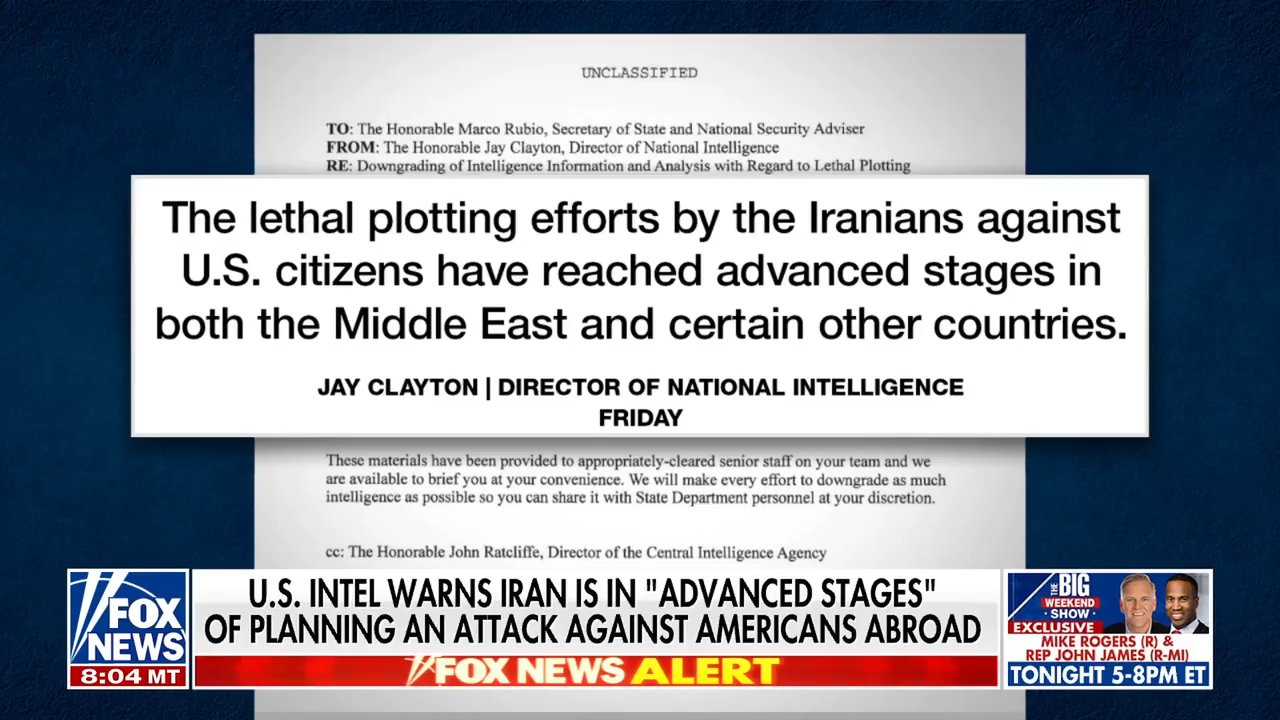 US intel warns Iran is plotting attacks against Americans abroad