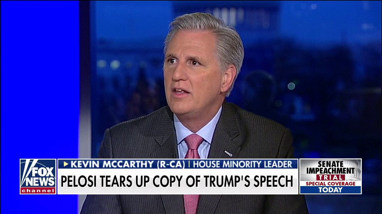 Kevin McCarthy reacts to Nancy Pelosi ripping up copy of SOTU address