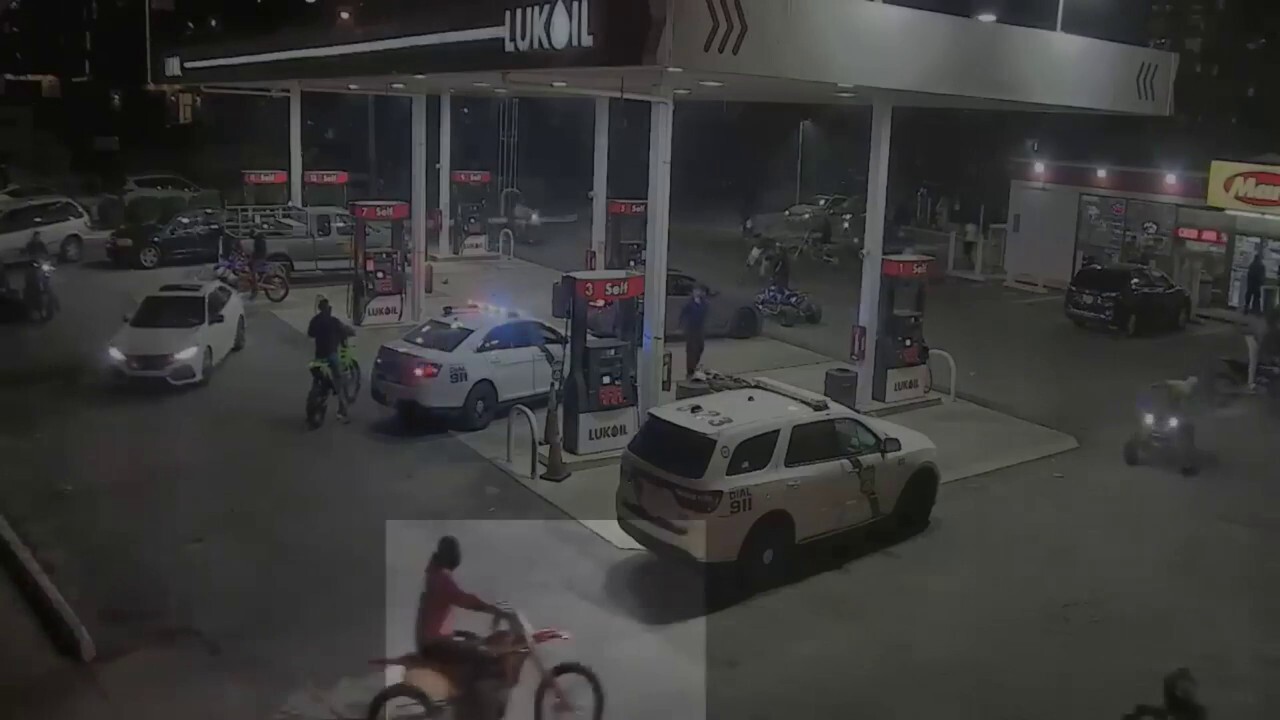 Group of ATV, dirt bikers surround police cruisers at Philadelphia gas station 