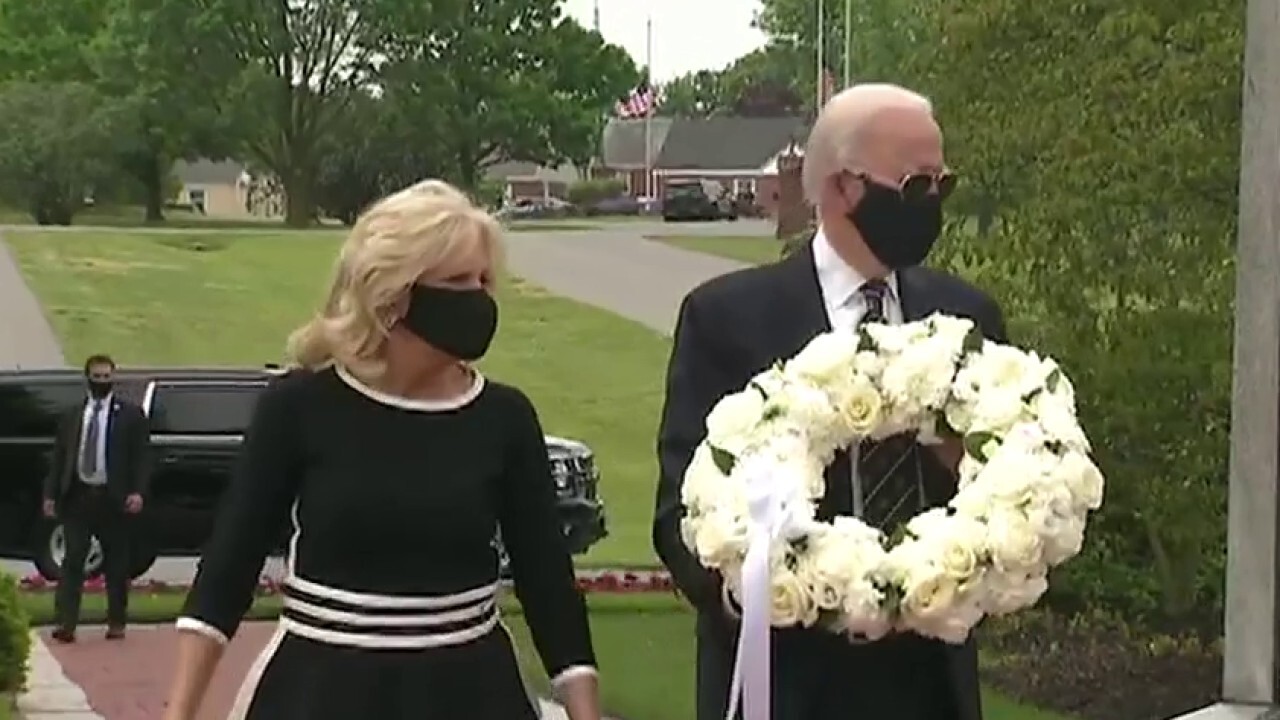 Biden appears in public for first time in months to lay wreath on Memorial Day
