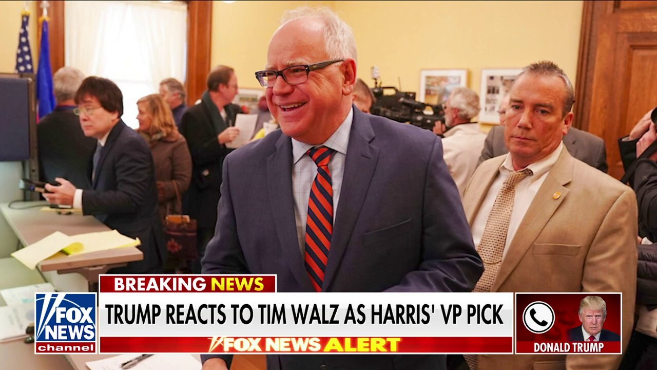 Trump reacts to Kamala Harris tapping Tim Walz as running mate: 'I can't believe it'