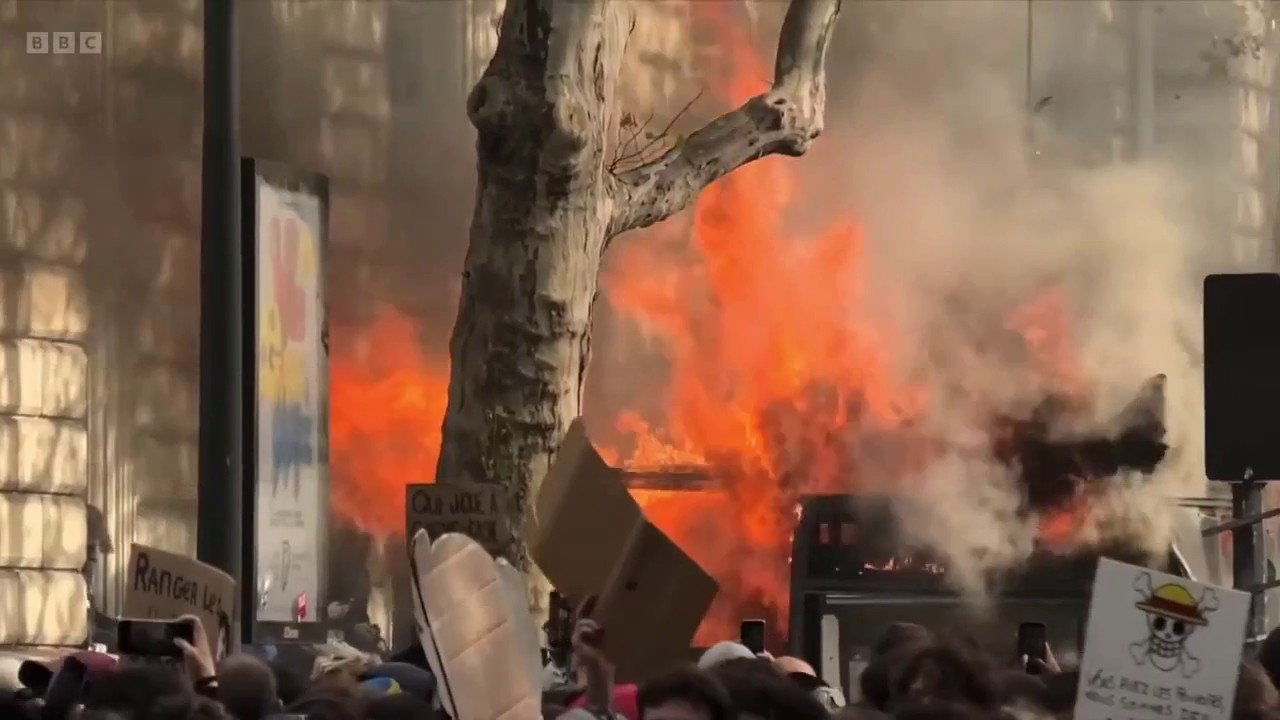 BBC calls violent France protests 'mostly peaceful' as footage shows burning cars, looting