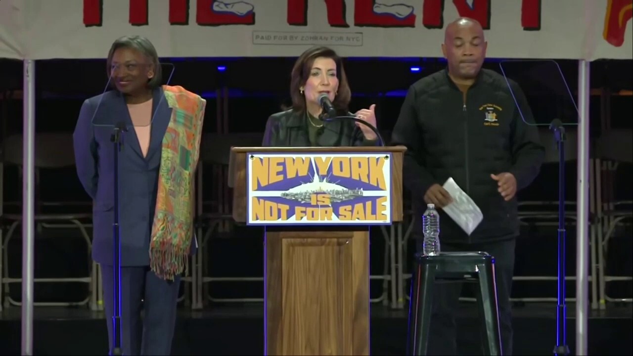 During a rally in Queens on Sunday, Gov. Kathy Hochul, D-N.Y., was heckled by Zohran Mamdani's supporters, who drowned her with chants of "Tax the rich!"