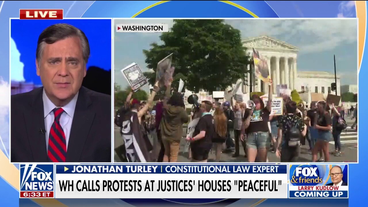 Turley calls out Biden admin for failing to denounce protests outside judges' homes